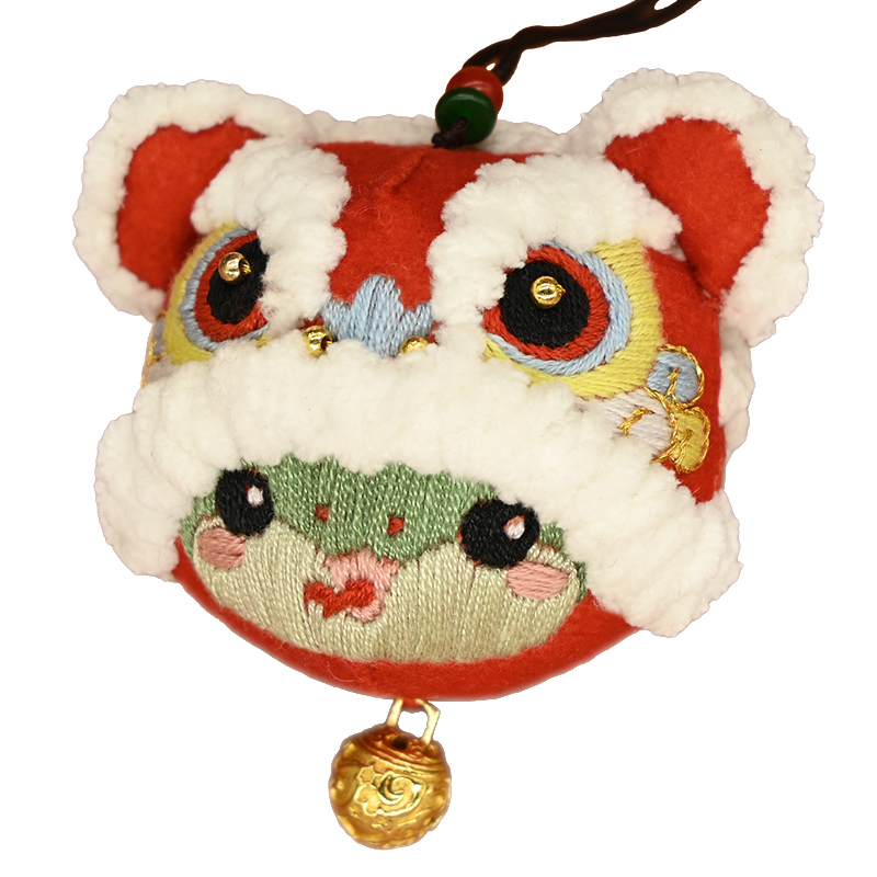 蛇年醒狮平安符手工刺绣diy材料包12生肖礼物自绣香囊送男友车挂