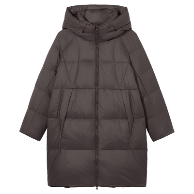 热风2025年冬季连帽中长款羽绒服