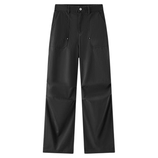 森马休闲裤女春季半松紧腰长裤简约工装风户外潮酷街头潮流阔腿裤