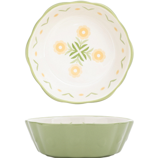 陶瓷蔬菜沙拉碗高颜值空气炸锅专用的碗焗烤碗精致花边鸡蛋羹蒸碗