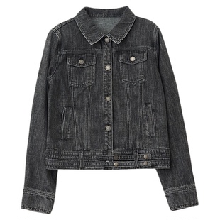 SoloForTwo 轻朋克扣带牛仔衣 水洗落肩廓形夹克 秋季翻领短外套