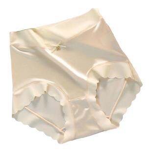 中高腰丝绸缎面内裤女士抗菌蚕丝档无痕冰丝透气亲肤收腹三角裤女