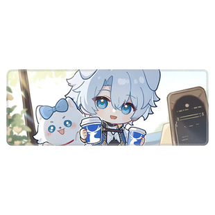 桌垫鼠标垫瑞幸联名崩铁白厄游戏超大号锁边加厚防滑键盘垫可定制