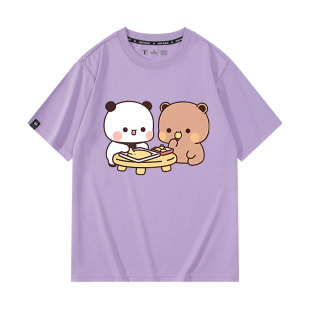 一二布布卡通图案印花周边夏季纯棉短袖T恤学生可爱男女衣服潮