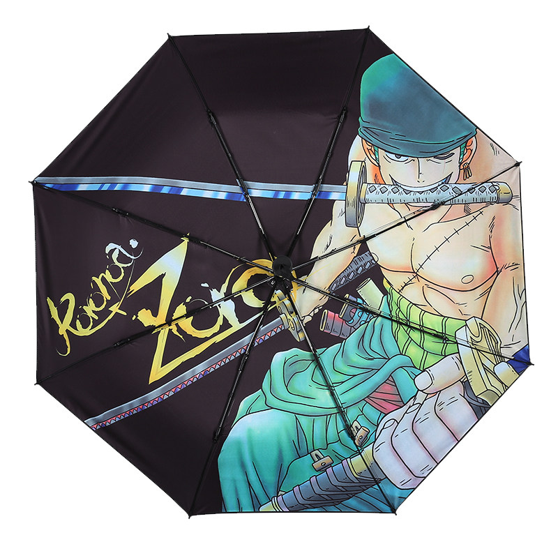 海贼王个性动漫雨伞三折叠黑胶层超强防晒风紫外线遮太阳伞男女伞
