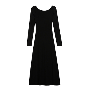 MULVAN【现货7折】针织露背连衣裙女芭蕾风修身包臀气质A字长裙