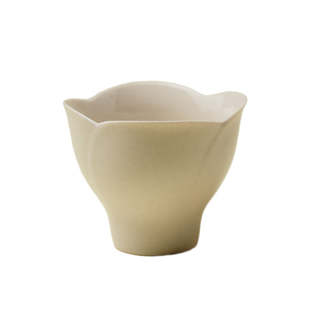 束刻复古草木灰花口茶杯杯垫套杯整套手工日式品茗杯杯托茶盏茶具