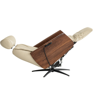 零重力电动调节扶手椅真皮按摩椅单人皮质沙发椅黑胡桃木良年SF29