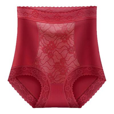 高腰蚕丝抑菌内裤女蕾丝收腹提臀