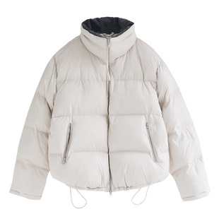 徐大脸吖定制 冬季小暖炉保暖绒子白鸭绒短外套拼色立领羽绒服女