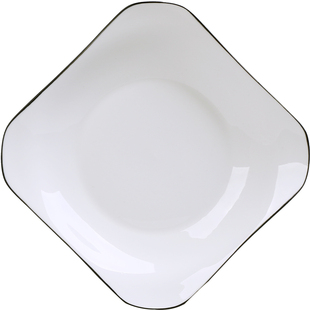 黑线如意盘陶瓷家用菜盘子 创意方形北欧西餐盘套装组合深盘餐具