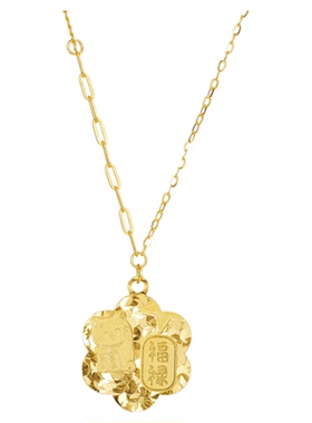 S925纯银~碎冰冰吉言牌项链~女