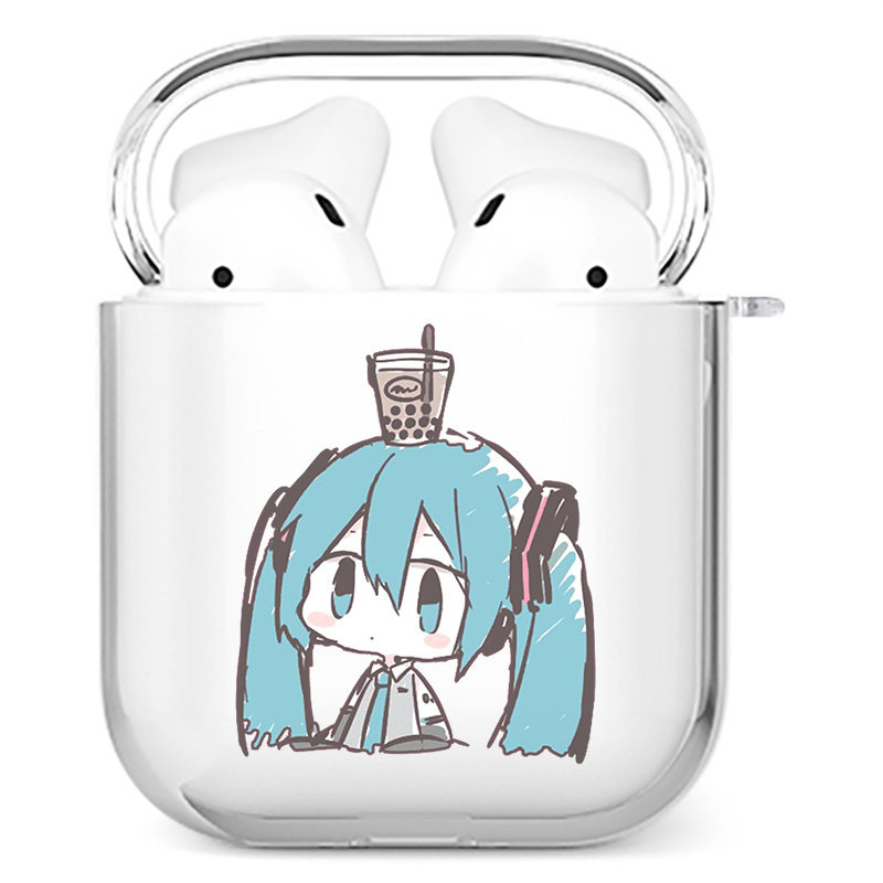 可爱萌卡通奶茶少女无线蓝牙耳机套适用苹果AirPods4动漫1二次元2透明3简约TPU软壳Pro3分体式Pro2防摔保护壳