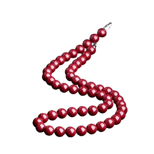 天然朱砂红色圆珠项链女士颈链锁骨链细脖链送妈妈中年吊坠饰品