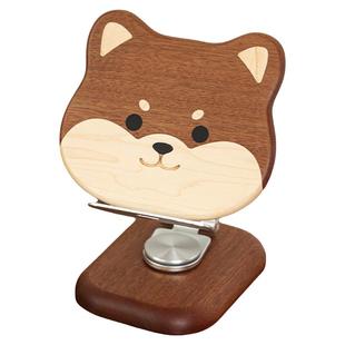 柴犬旺财可爱实木可折叠可旋转手机平板ipad支架办公室儿童阅读架