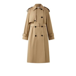 【特氟龙三防】Eland衣恋风衣女英伦风双排扣外套2025冬季新款