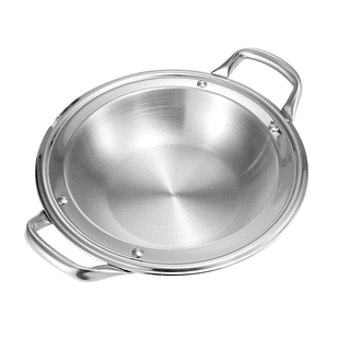 特厚干锅不锈钢浅锅平底锅宽边小火锅商用干锅酒吧鼎酒精炉干锅盆