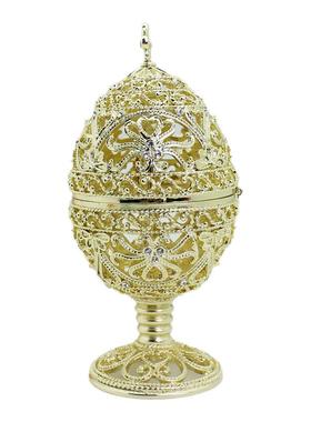 珐琅彩镂空怀表蛋摆件复古俄罗斯彩蛋工艺品创意桌面装饰品礼物