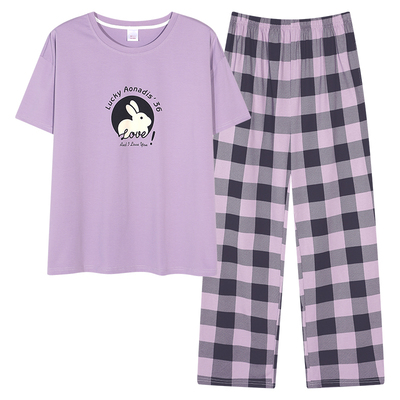 芬腾女夏季纯棉带胸垫短袖家居服