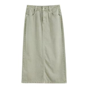 gcrues韩版简约今年流行的裙子夏季新款设计感薄款牛仔半身裙