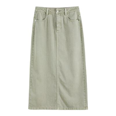 gcrues高腰直筒开叉牛仔半裙