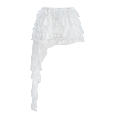 UNIFREE白色蕾丝雪纺半身裙