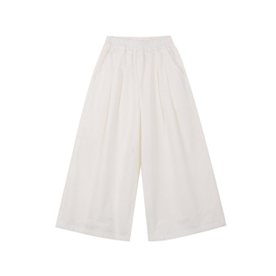 史豌豆童装女童2026春夏新款白色阔腿裤中大童洋气百搭宽松长裤子