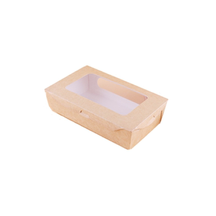 外卖一次性卤味打包盒开窗牛皮纸打包餐盒轻食寿司水果沙拉包装盒