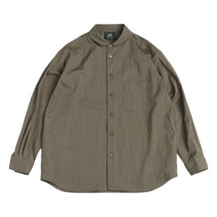 todaynowind 小圆领双插袋宽松长袖衬衫 光泽纹理感 日系简约男女