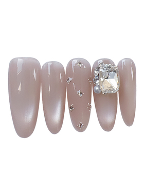 【Lilynail奶茶猫眼点点】手工穿戴甲定制2026新款中长款美甲贴片