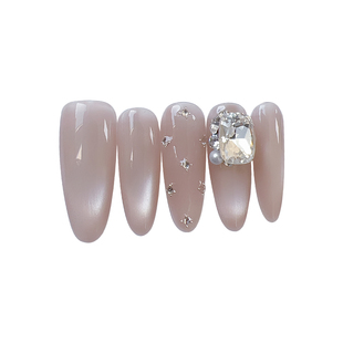 【Lilynail奶茶猫眼点点】手工穿戴甲定制2026新款中长款美甲贴片