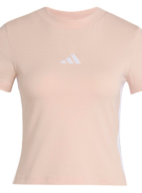 【自营】adidas阿迪达斯T恤三条纹半截袖女子短款修身短袖KD2343