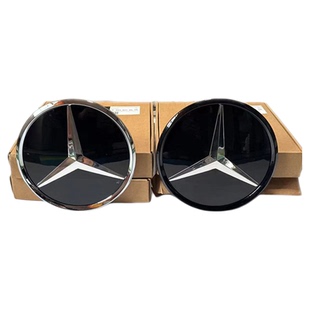 适用奔驰前中网车标C级E级 GLE GLS GLA CLA GLC改装立体镜面车标