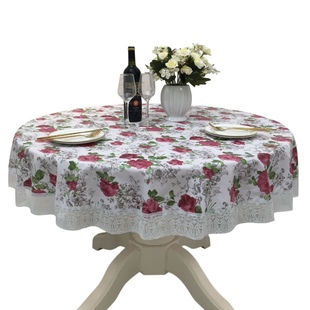 防水防油防烫圆桌布加厚圆台布环保PVC加绒塑料酒店大圆形餐桌布