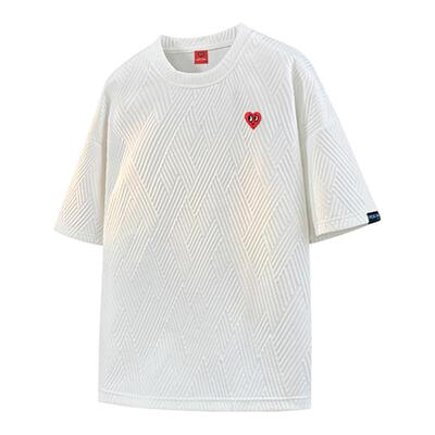 查尔斯桃心美式提花高街短袖t恤