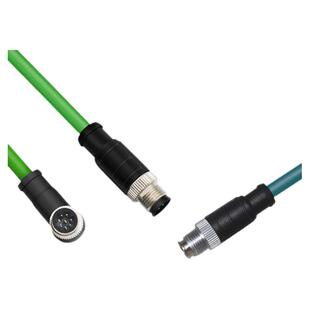 M12-M12预制电缆总线连接器母头转RJ45 4 5 8芯带线A型D X型编码