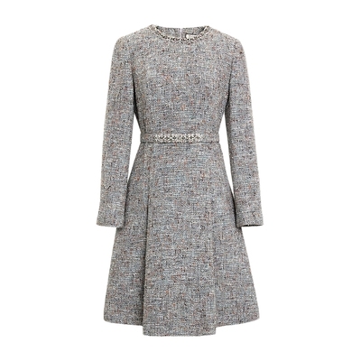 朗姿/MOJO AVENUE莫佐小香风混立体剪裁连衣裙2024年秋冬新