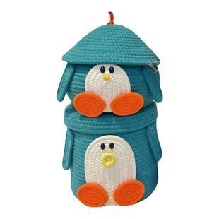 桌面收纳筐可爱卡通玩具收纳盒手工编织床头置物篮玄关钥匙置物筐