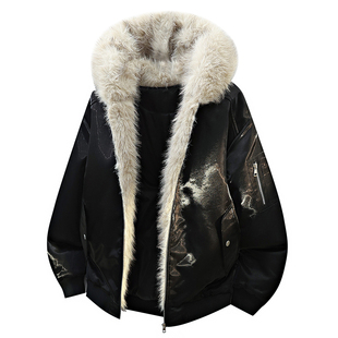 NASA STUSY美式2025冬季男款棉衣加厚保暖棉袄座山雕羽绒棉服外套