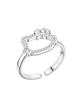 潮色绘x三丽鸥HelloKitty猫小众设计开口戒指女S925银圣诞礼物