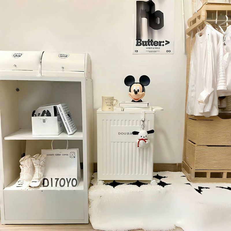 奶油风简约瑜伽垫收纳神器工具带家用运动整理置物架轮健身器材筐