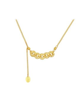 周六福碎碎冰五帝钱项链女款