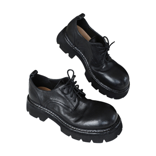 InkingPot彭姐 高端水洗马皮厚底系带乐福鞋女轻便软糯小皮鞋秋季