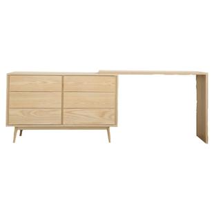 清木堂实木梳妆台斗柜一体柜化妆桌原木奶油风卧室简约现代组合柜