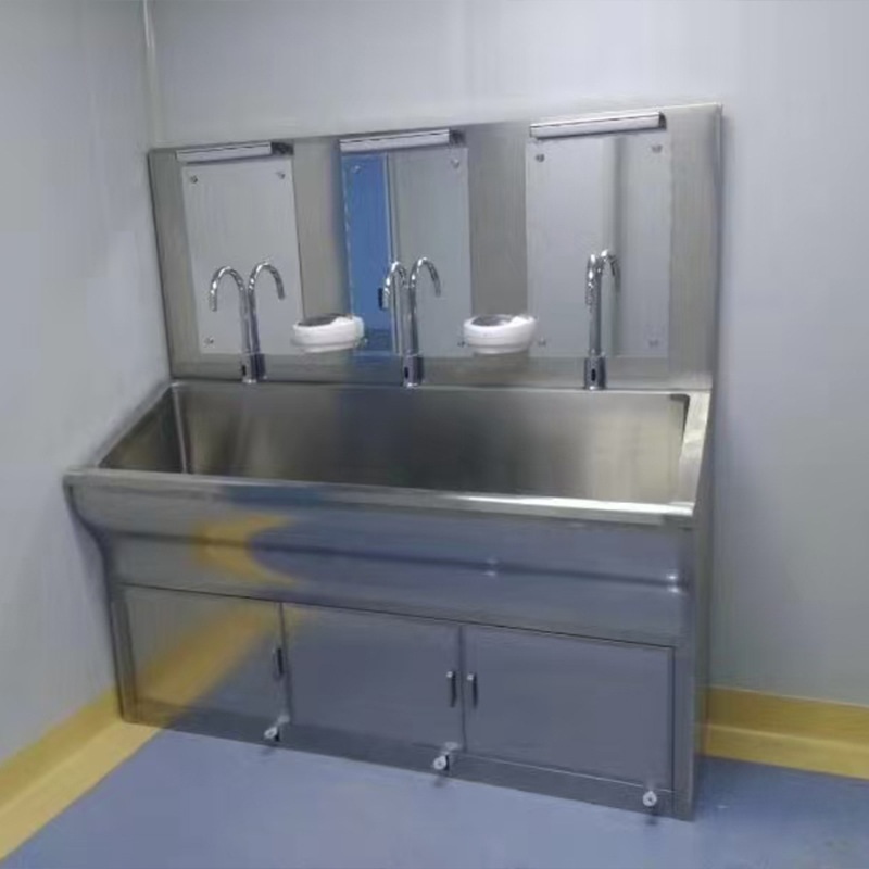 304不锈钢洗手池双人位感应水龙头洁净清洗池厂家超净