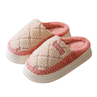 棉拖鞋女士秋冬季包跟厚底外穿防滑室内家居家保暖月子棉鞋男冬天