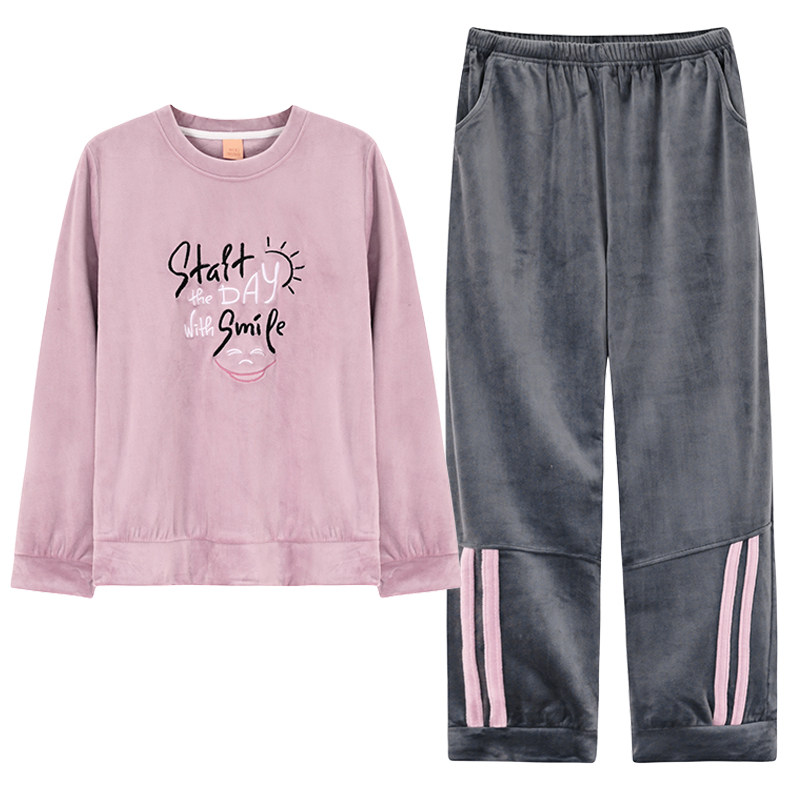 春秋冬季2025新款女珊瑚绒睡衣秋冬款加厚海岛绒家居服法兰绒套装