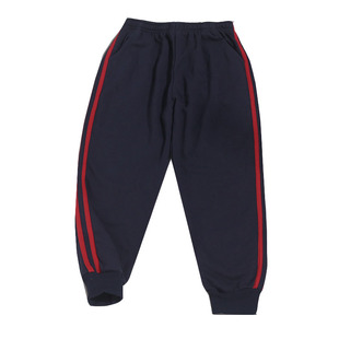 校服裤纯棉深蓝色宽松中小学生幼儿园一二条红杠运动校长裤春秋款