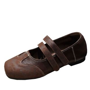 2026春款复古风魔术贴双搭扣玛丽珍鞋女方头平底芭蕾舞鞋百搭单鞋