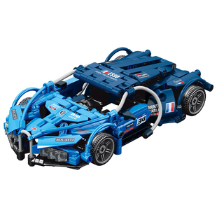 乐乐兄弟儿童益智拼装布加迪跑车积木回力车模型男孩汽车玩具礼物